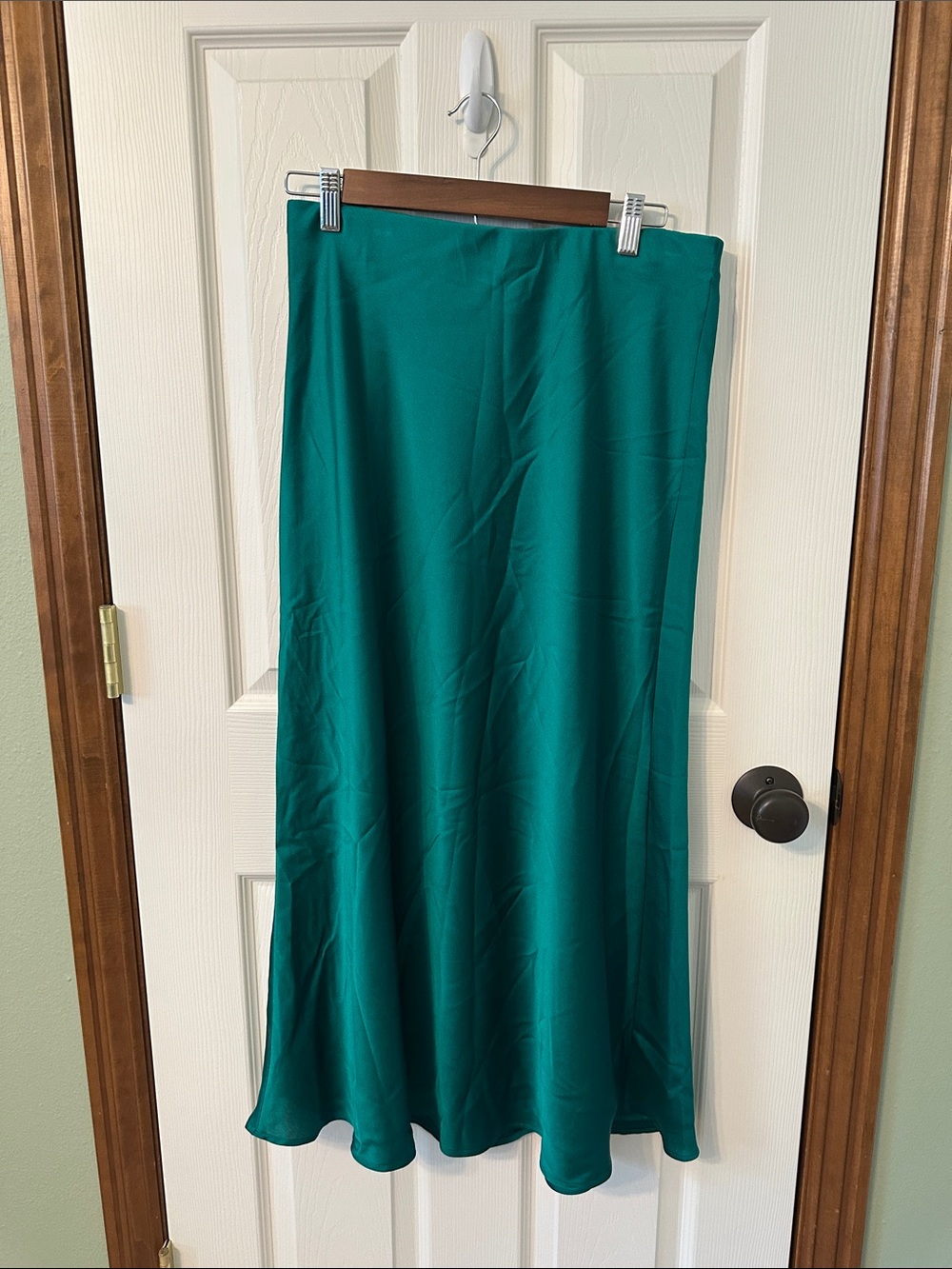Banana Republic Teal A-Line Satin Maxi Skirt